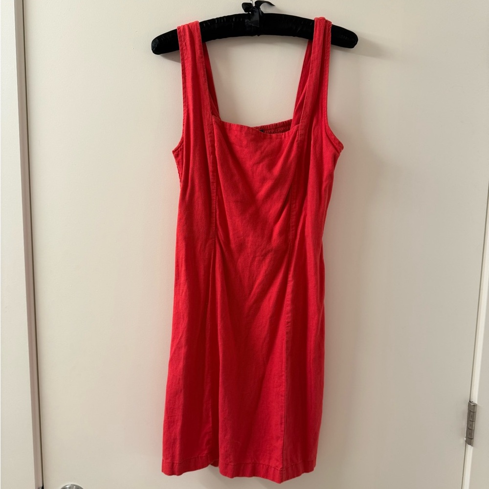 Red Square Neck Dress